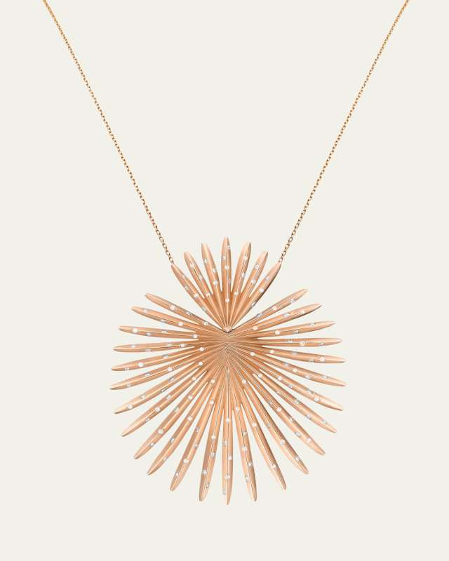 18K Rose Gold Palma Starburst Pendant Necklace with Diamonds